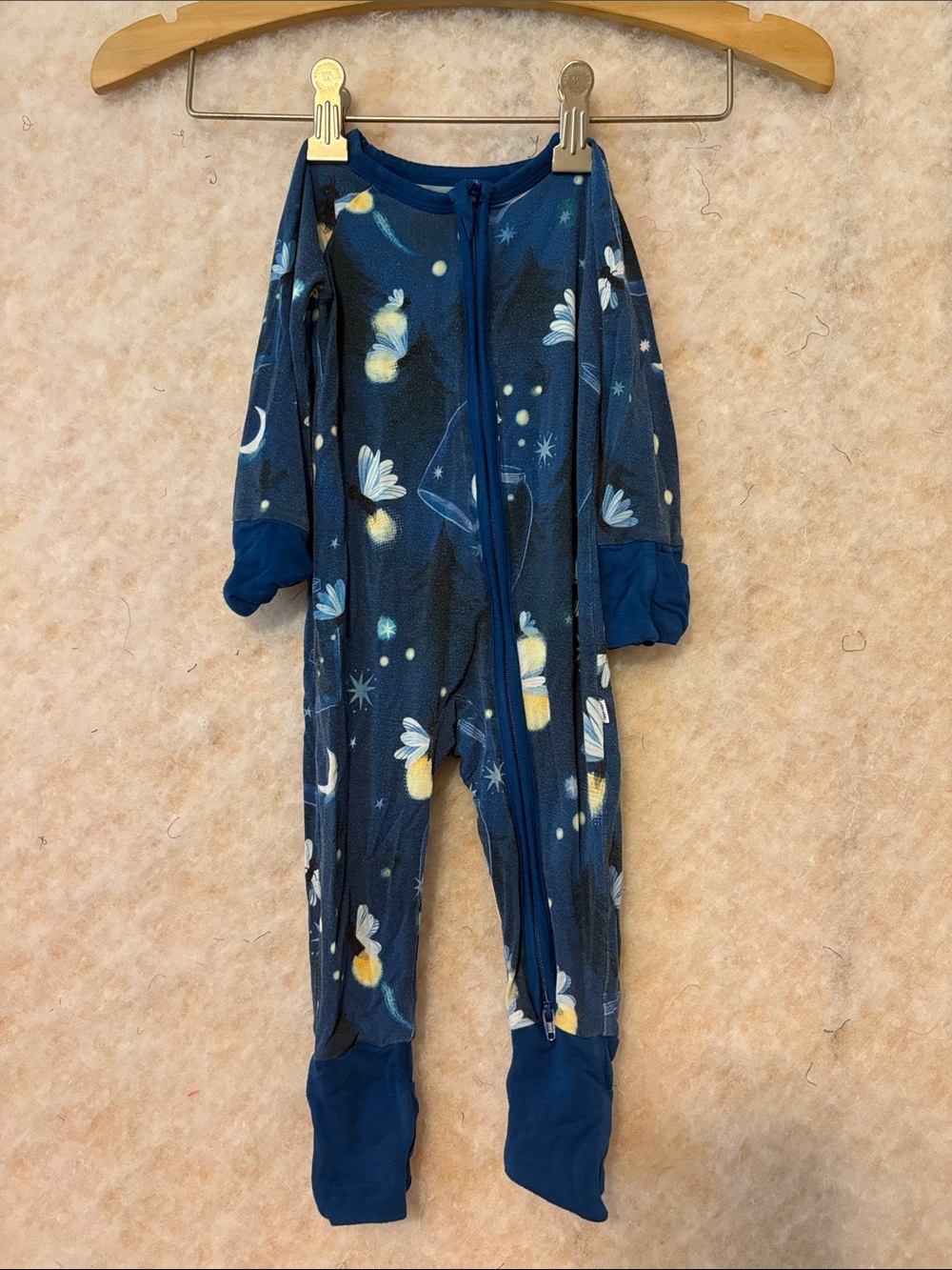 Little Sleepies Navy Blue Glow Bug Footed One-Piece